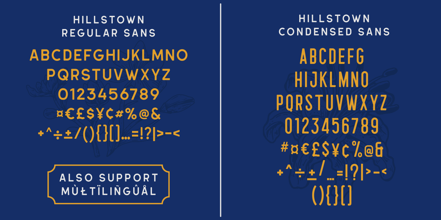 Пример шрифта Hillstown Condensed Aged